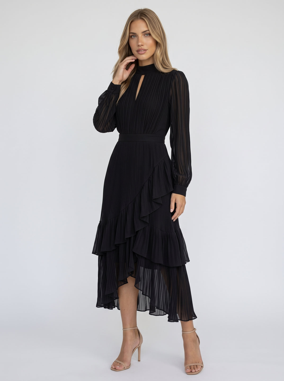 PALOMA - vestido elegante con volantes y pliegues