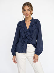 GRACE - Camisa Holgada con Volantes y Manga Larga