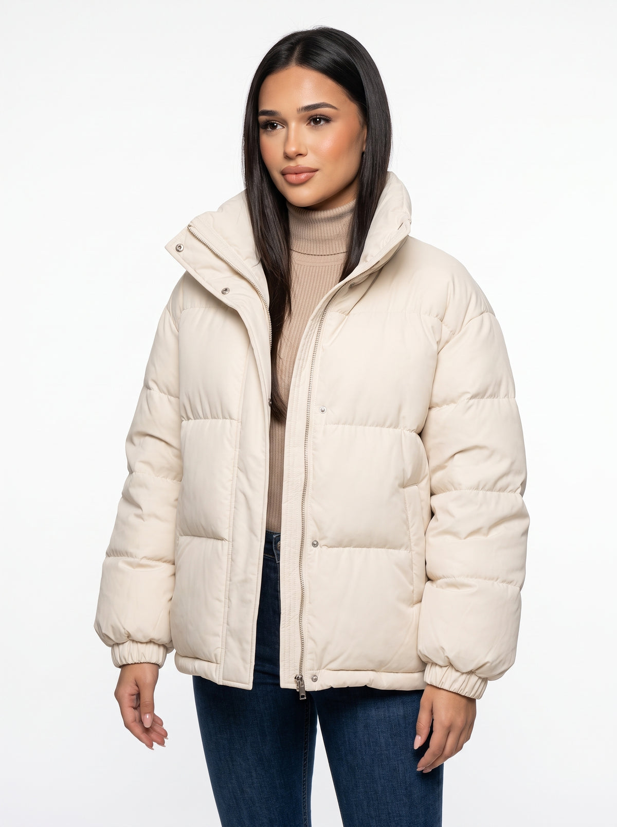EMMA - abrigo acolchado grande con cremallera para mujer