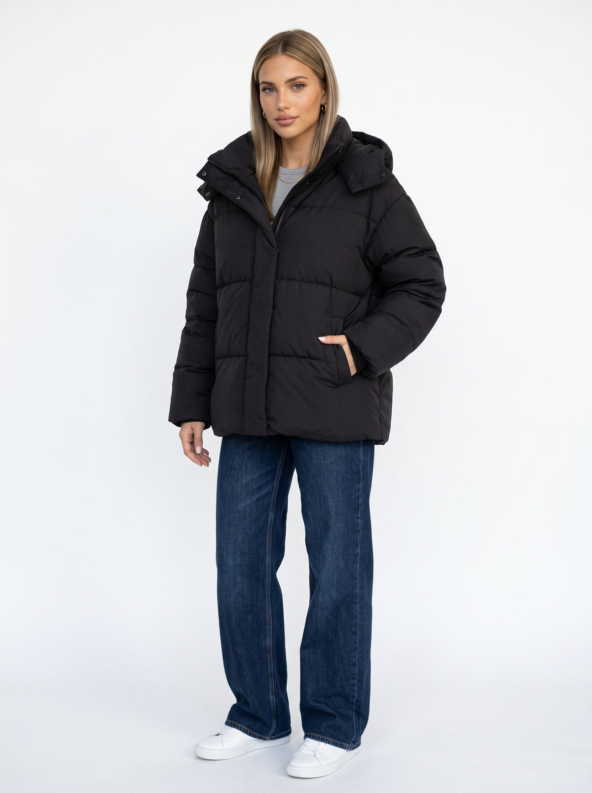 CAROLINE - abrigo acolchado oversize con capucha capucha