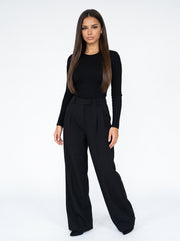 LEYRE - pantalón vestir ancho estilo vintage moda