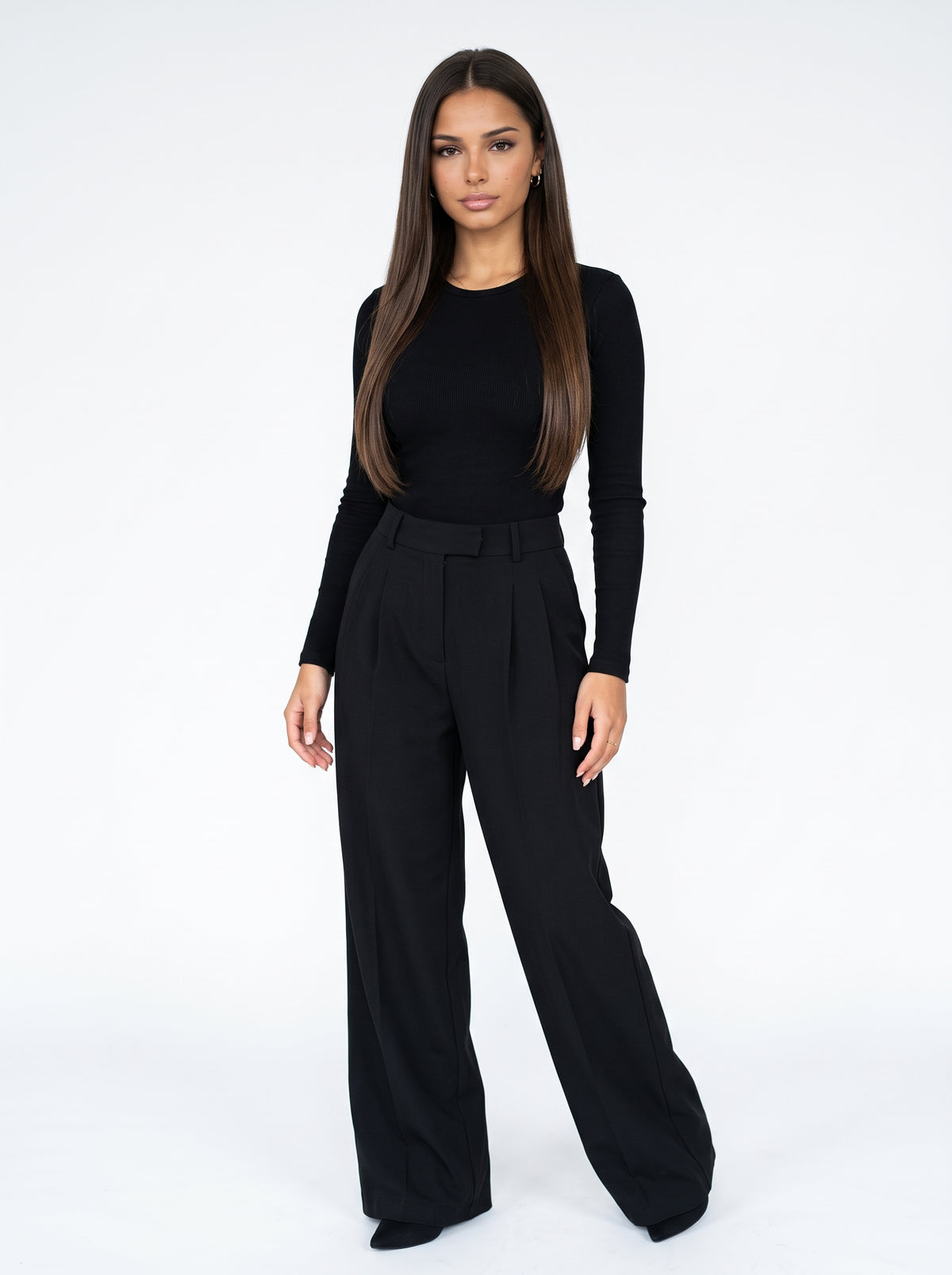 LEYRE - pantalón vestir ancho estilo vintage moda