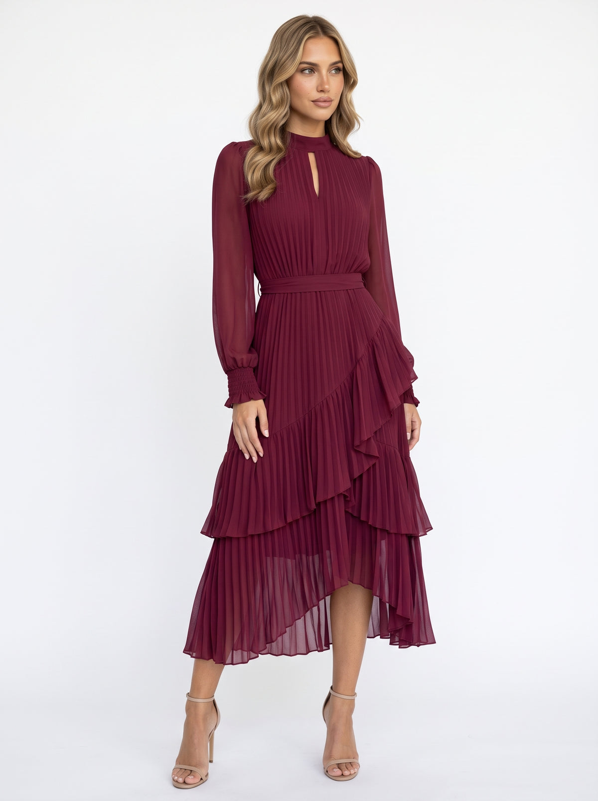 PALOMA - vestido con volantes y pliegues elegante