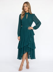 PALOMA - vestido elegante con volantes y pliegues