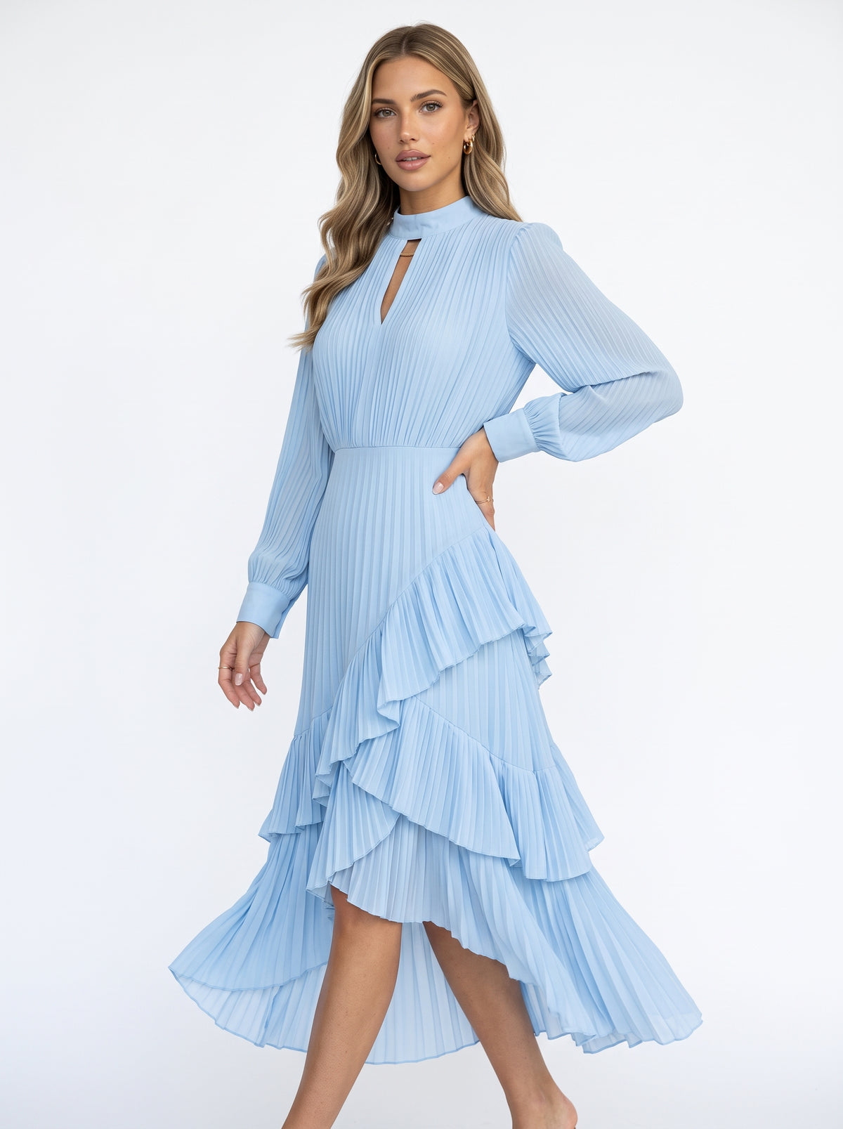 PALOMA - vestido elegante con volantes y pliegues