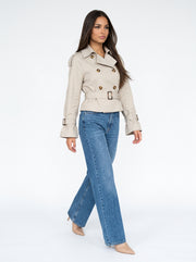LETICIA - kurzer Damen-Trenchcoat mit Gürtel