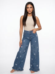 SELENA - pantalón ancho estampado floral