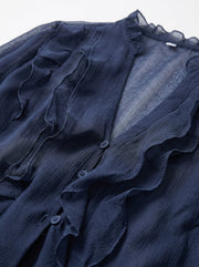 GRACE - Camisa Holgada con Volantes y Manga Larga
