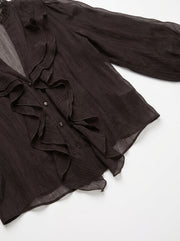 GRACE - Camisa Holgada con Volantes y Manga Larga