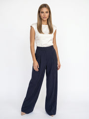 AURA - pantalones informales minimalistas a rayas plisadas