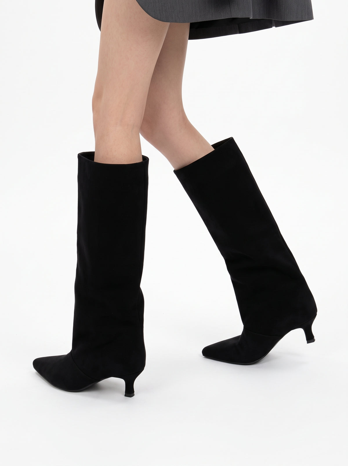 MARINNE - Botas Altas Caña Ancha Tacón