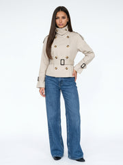LETICIA - kurzer Damen-Trenchcoat mit Gürtel