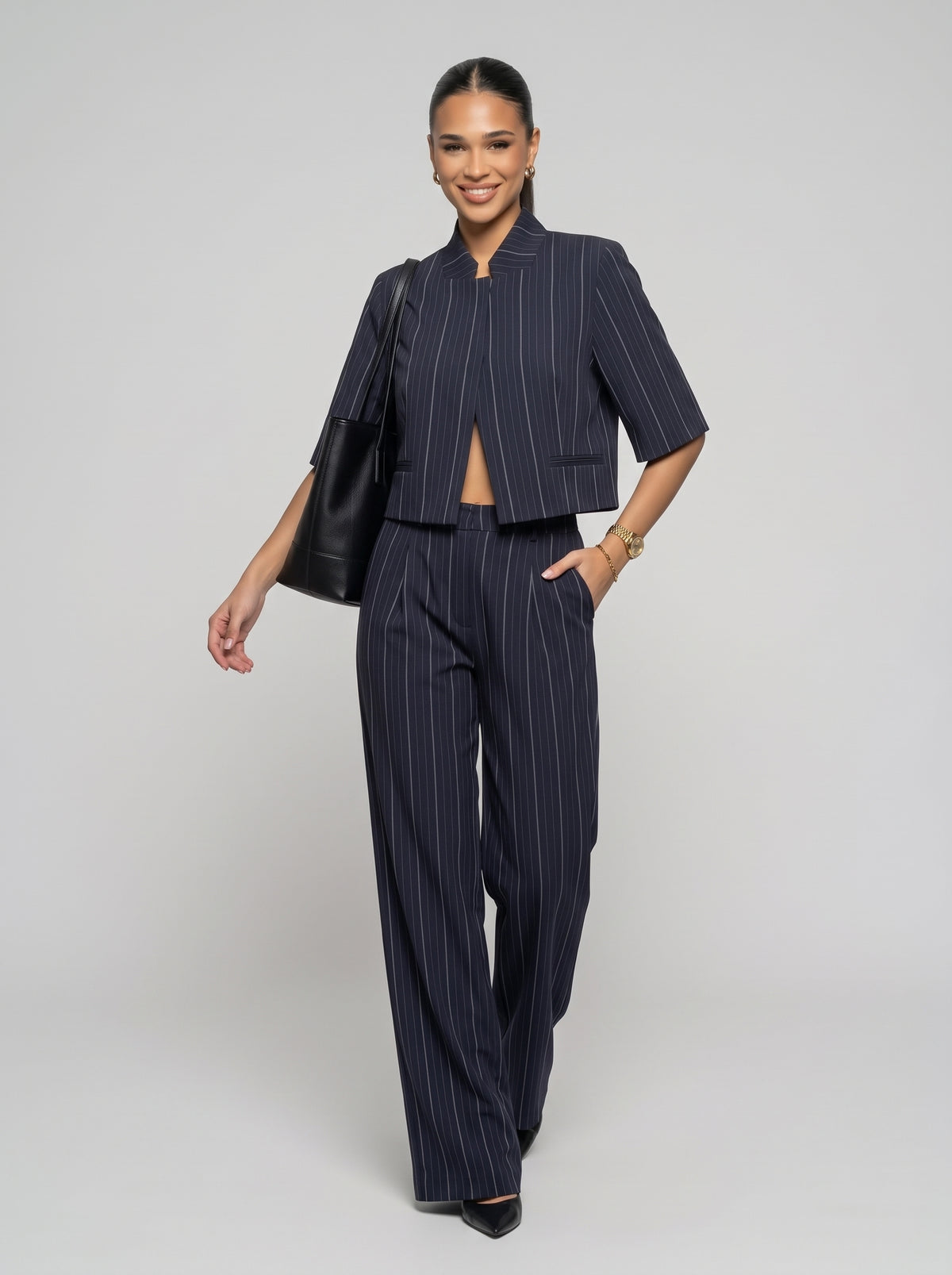 TRIANA - Traje Lino Rayas Mujer Blazer