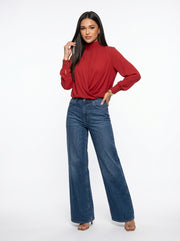 NAIA - Blusa Elegante Cuello Alto Mujer