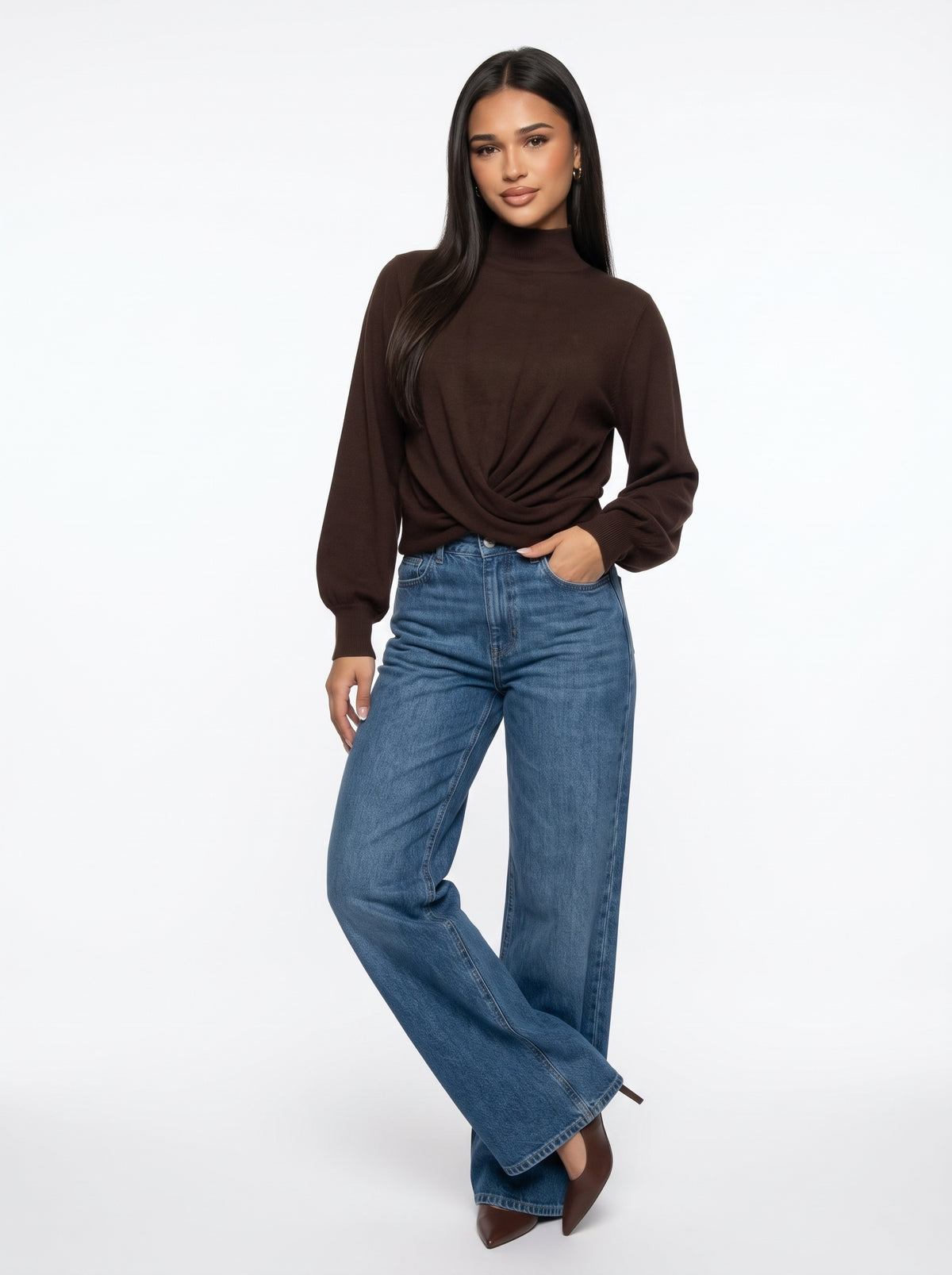 NAIA - Blusa elegante de cuello alto para mujer